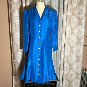 Vintage Stanley Sherman 100% Silk Long Sleeve Fully Lined Dress - Size 8